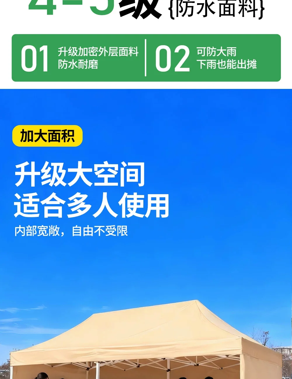 四脚摆摊帐篷布户外用遮阳棚太阳大伞四角防雨棚子伸缩雨棚折叠蓬规格