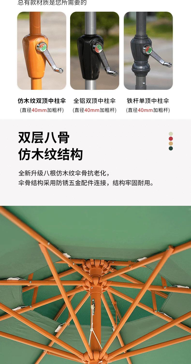 户外遮阳伞伞露营庭院伞摆摊室外大太阳伞中柱伞网红花园折叠商铺场景