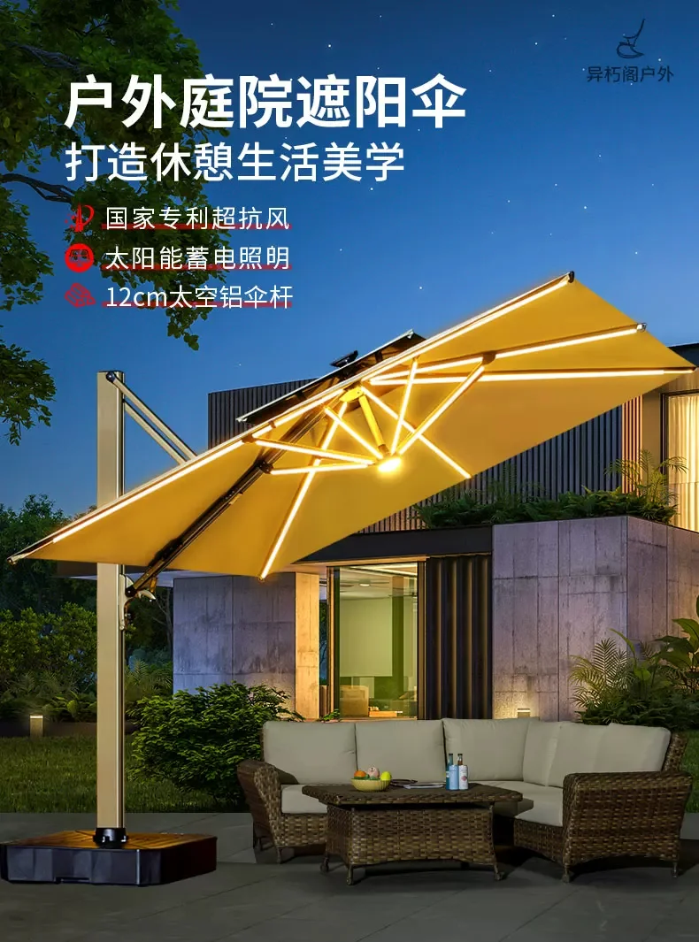 户外遮阳伞庭院伞露天阳台别墅花园罗马伞大太阳伞棚商用室外摆摊细节