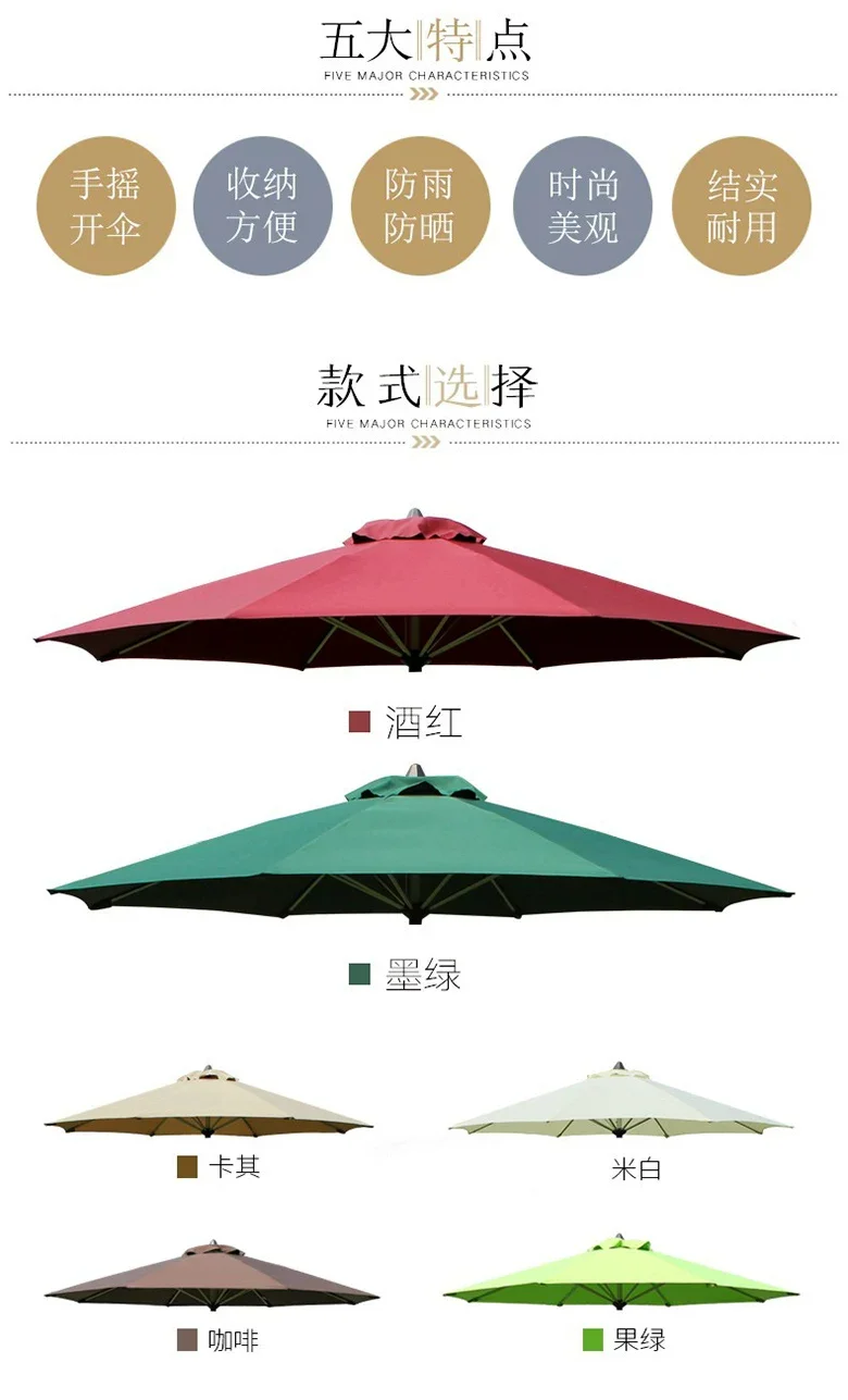 户外遮阳伞大太阳伞庭院露天花园伞休闲沙滩中柱伞室外商用摆摊伞规格