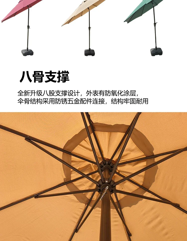 户外遮阳伞防雨防晒加厚庭院伞手摇中柱露营花园摆摊咖啡店折叠伞场景
