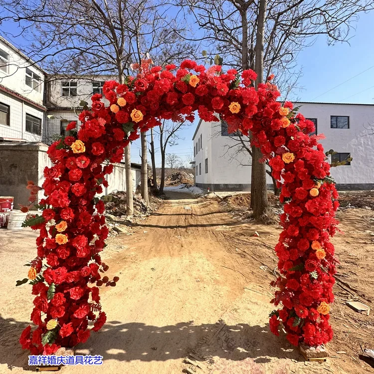 新款全花花门绢花圆形拱门开业婚礼庆典婚庆满花拱门婚庆幸福门