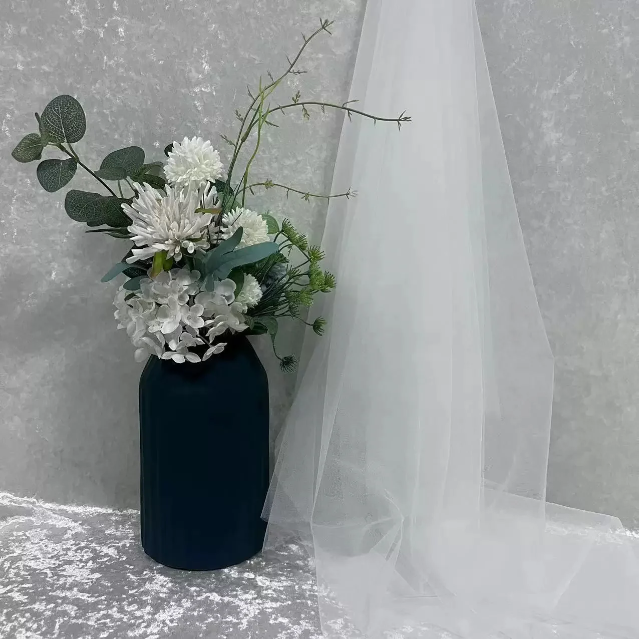白色网纱缦婚庆拱门婚礼求婚国风背景中式吊顶白纱幔拍照户外装饰